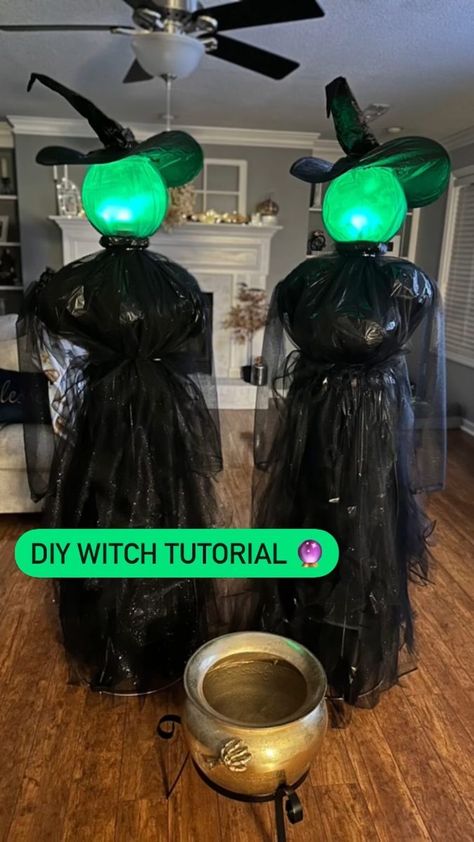 DIY Witch Tutorial is finally here 🔮🧙‍♀️ I sound congested - sorry I’m sick but I’ve had so many people request this tutorial! #crafty #craft #spooky #spookyseason #halloween #witches #diywitches #black #hocuspocus #magic #diyhalloween #witch #diydecor #homedecor #witchdecor #blackdecor #tutorial #fyp #trending #home #instagram #facebook #outdoordecor #happyhalloween #hauntedhouse #spell #cauldron #sabrina #october #tennessee | Courtney Fuller | Max Duff · Spooky Season Diy Witch Cauldron Outdoor, Witches Around Cauldron Diy, Witches Cauldron Diy, Diy Halloween Cauldron, Diy Cauldron, Diy Witches, Halloween Yard Decorations Diy, Diy Halloween Witch, Diy Witch