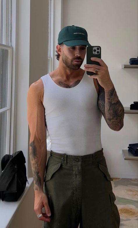 Daniel Simmons Tattoo, Daniel Simmons, Festival Outfits Men, Minimalistic Outfits, Drip Fits, Pants Outfit Men, Thrifted Outfits, Tank Top Outfits, Men Stylish Dress