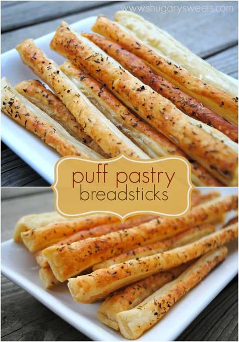 EASY Puff Pastry Breadsticks recipe Puff Pastry Bread, Pastry Bread, Breadsticks Recipe, Easy Puff, Bread Sticks Recipe, Shugary Sweets, Easy Puff Pastry, Bread Sticks, Fingerfood Party