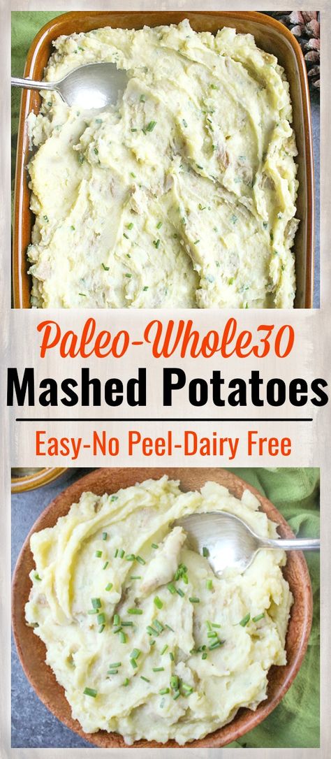 These Paleo Whole30 Mashed Potatoes are the perfect side dish. Creamy yukon gold potatoes are mashed together with ghee and almond milk and finished with chives and garlic oil. The result is creamy, rich, and so flavorful! Gluten free, dairy free, and low FODMAP! #paleo #whole30 #lowfodmap #glutenfree #dairyfree | realfoodwithjessica.com via @realfoodwithjessica Whole 30 Mashed Potatoes, Whole30 Sides, Whole30 Thanksgiving, Creative Thanksgiving Recipes, Paleo Thanksgiving Recipes, Dairy Free Mashed Potatoes, Paleo Thanksgiving, Paleo Side Dishes, Easy Mashed Potatoes