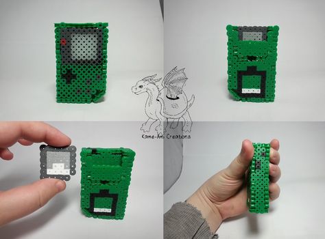 3D Green Gameboy Pocket perler beads by Kame-ami on DeviantArt Gamer Perler Beads, Game Controller Perler Beads, Perler Bead Xbox Controller, Melting Beads Game Boy, Gameboy Advance Pixel Art, Melt Beads Patterns, 3d Perler Bead, Pixel Beads, Pearl Beads Pattern