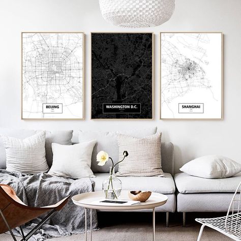 Map Canvas Painting, Dc Map, New York Bedroom, Modern Home Offices, City Map Wall Art, Decorative Canvas, China City, Travel Canvas, Map Wall Decor