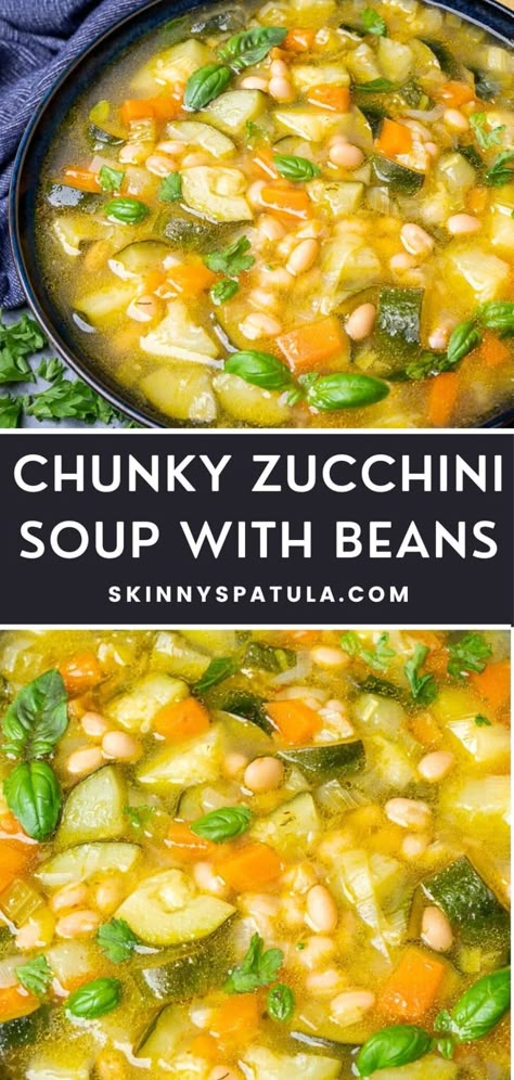 Chunky Zucchini Soup With White Beans, Vegan Zucchini Soup Recipes, Chicken Noodle Soup With Zucchini, Zucchini Beans Recipe, Soup Recipes Zucchini, Zucchini And Bean Soup, Soup Zucchini Recipes, Soup With Zucchini And Chicken, Recipes With Ingredients On Hand