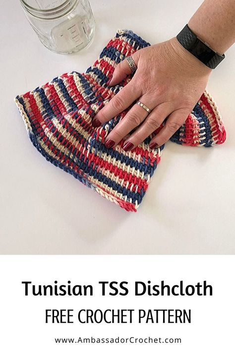 Tunisian Crochet Free, Tunisian Crochet Blanket, Double Ended Crochet, Dishcloth Patterns Free, Tunisian Crochet Patterns, Tunisian Crochet Stitches, Crochet Stitches Guide, Cozy Crochet Patterns, Crochet Dishcloth