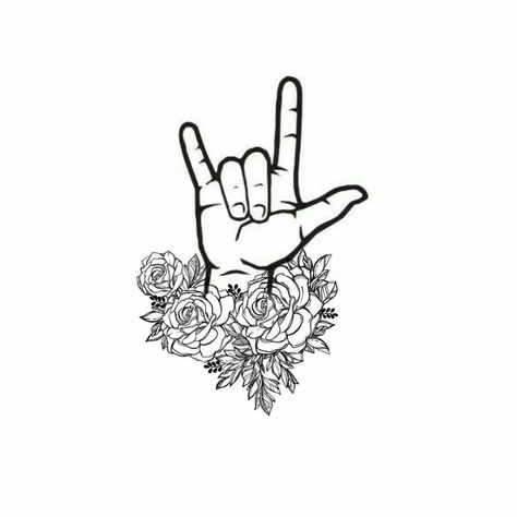 Bsl I Love You Tattoo, Bsl Tattoo, Deaf Tattoo Ideas, Deaf Tattoo, Asl Tattoo, Love In Sign Language, Sign Language Tattoo, Tattoo Line Art, Sign Language Art