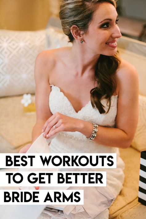 Get the best #workouts for your #armgoals to look amazing in your #weddingdress! #bridearms #fitness #armworkout Strapless Wedding Dress Workout, Wedding Dress Workout Exercises, Bride Arms And Back Workout, 30 Day Wedding Workout, Strapless Dress Arm Workout, Bridal Arm Workout, Bride Arm Workout, Wedding Arms And Back Workouts, Wedding Workout Plan Year