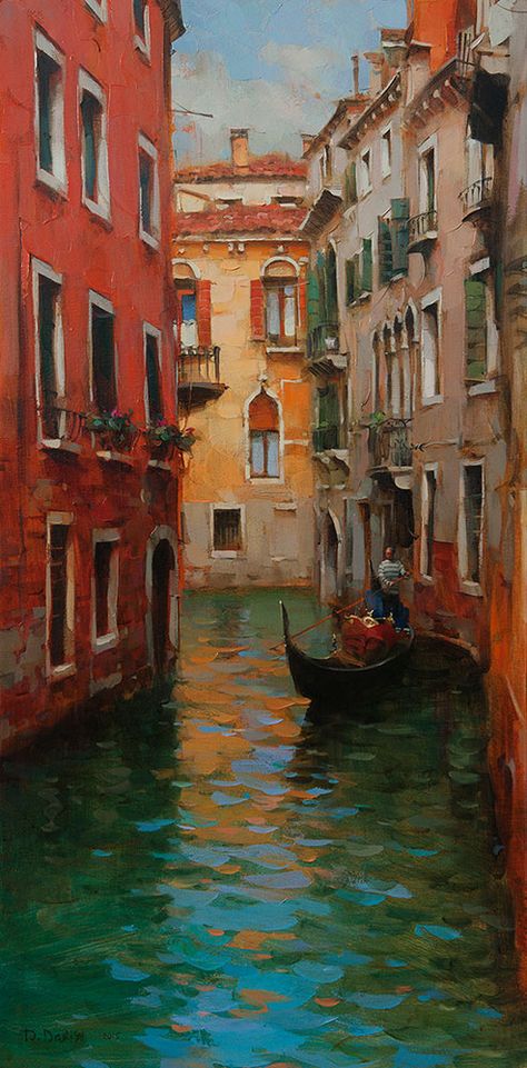 Dmitri Danish Other - Gondolier 40x20 Dimitri Danish, Dmitri Danish Paintings, Dmitri Danish, Photo Sculpture, Venice Painting, Italy Landscape, Amazing Paintings, City Painting, Cityscape Art