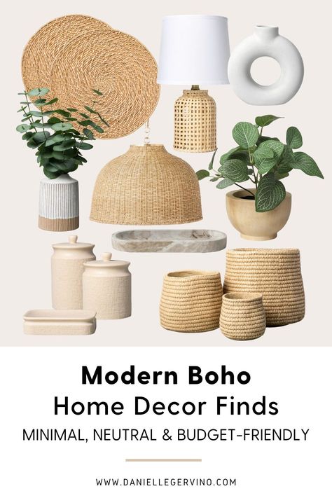 Boho House Decor Minimalist, Modern Minimal Boho Living Room, Boho Casual Interior Design, Budget Boho Decor, Neutral Minimalist Boho Living Room, Beachy Boho House, Target Home Decor Bedroom, Neutral Summer Decor, Boho Accessories Home