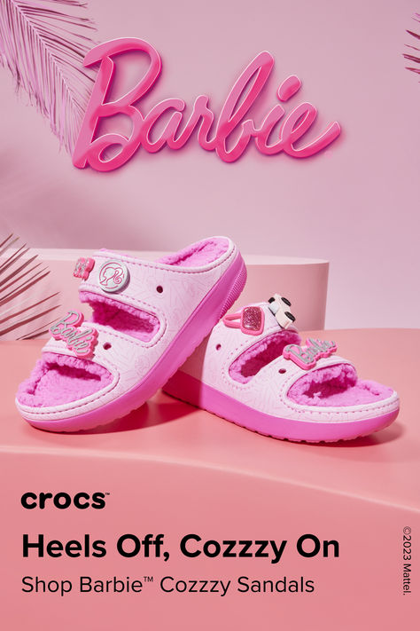 Enjoy girls’ night in as much as nights out in the Barbie™ Cozzzy Sandal's fuzz-lined style. Shop now! Charms Crocs, Enjoy Girl, New Barbie, Girls Night In, Barbie Birthday Party, Pink Platforms, Live Your Dream, Platform Clogs, Fashion Business Casual