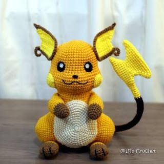 PATRONES AMIGURUMI GRATIS: PATRON GRATIS RAICHU | POKEMON AMIGURUMI 50486 Wigglytuff Crochet Pattern, 1up Crochet, Pokemon Amigurumi, Pikachu Crochet, Pokemon Crochet, Pokemon Crochet Pattern, Crochet Dinosaur Patterns, Crochet Toys Free Patterns, Crochet Pokemon