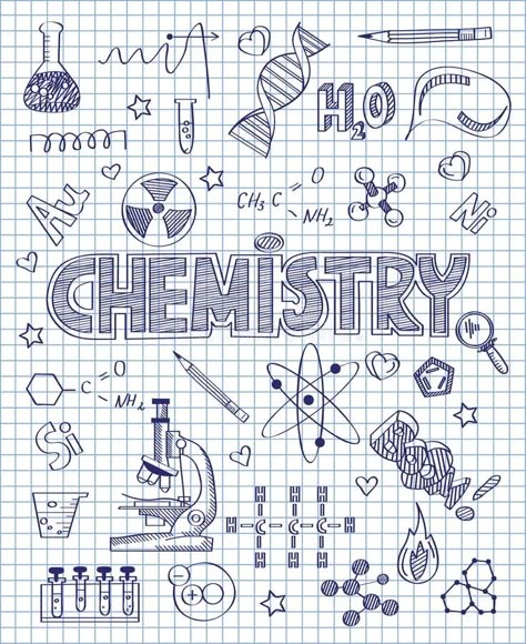 Chemistry Drawing, Cover Page For Project, Book Cover Page Design, Chemistry Projects, Chemistry Art, Project Cover Page, خريطة ذهنية, Chemistry Set, School Book Covers