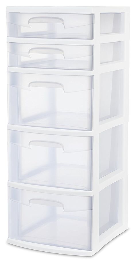 Amazon.com: Sterilite 28958002 5 Drawer Tower, White Frame with Clear Drawers, 2-Pack: Home & Kitchen Tall Plastic Storage Drawers, Motorcycle Clubhouse, Drawer Tower, Clear Drawers, Closet Storage Drawers, Closet Small Bedroom, Plastic Storage Drawers, 3 Drawer Storage, Woodworking Furniture Plans