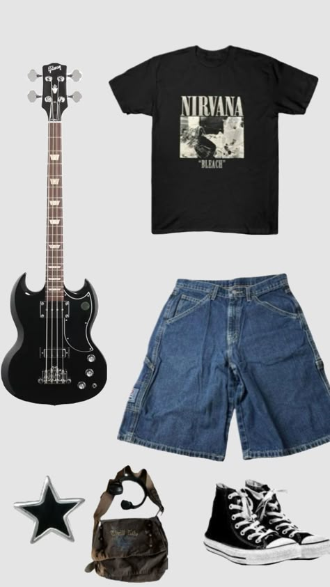 #y2k #men #guitar #tote #converse #shirt Converse Shirt, Baggy Outfit Ideas, Slay Outfits, Mood Clothes, Y2k Men, Outfits With Converse, Fire Fits, Dream Clothes, Retro Outfits