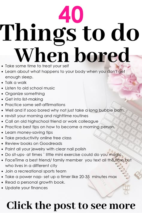 Boredom can be a good thing sometimes Selfcare Goals, Bored Ideas, Adult Activities, Bored At Home, 100 Things To Do, What To Do When Bored, Things To Do At Home, Old School Music, Productive Things To Do