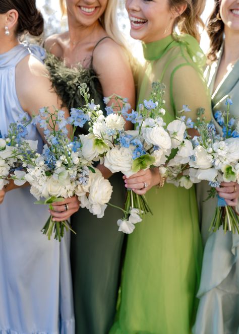 Hayes + Virginia | Commodore Perry Estate - Camera Shi Photography Navy Blue And Light Green Wedding, Blue Green White Bouquet, Green And Blue Wedding Bouquets, Wedding Color Schemes Spring Green, Blue And Green Wedding Aesthetic, Blue White And Green Wedding Flowers, Wedding Color Schemes With Green, Wedding Colors Blue And Green, White Green Blue Wedding Flowers