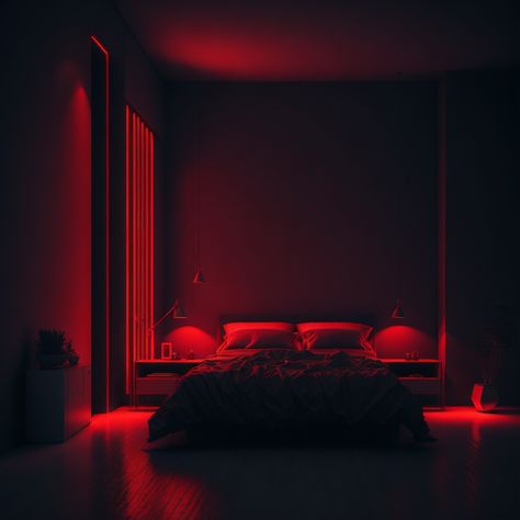 Red Lights Bedroom, Secret Rendezvous, Black Bedroom Sets, Bedroom Neon, Simple Ceiling Design, Black Bedroom Decor, Fyp Aesthetic, Black Interior Design, Chill Room