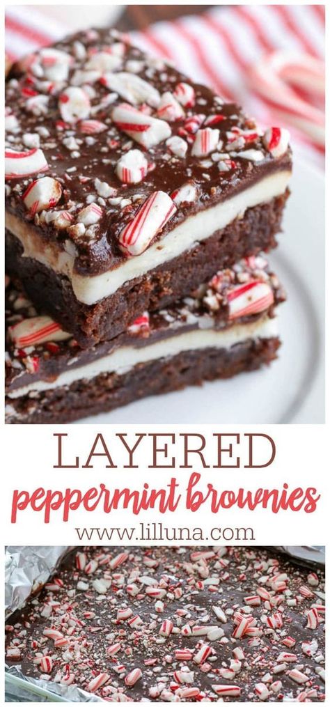 Candyland Desserts, Chocolate Peppermint Desserts, December Treats, Peppermint Dessert Recipes, White Christmas Desserts, Winter Brownies, Peppermint Bars, Peppermint Bark Brownies, Layered Brownies