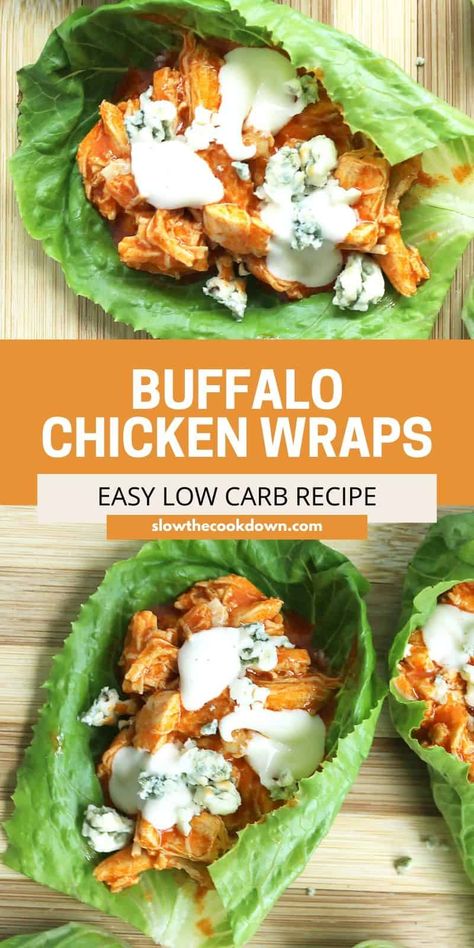 These buffalo chicken lettuce wraps are super quick and simple to make with just a handful of ingredients. Ready to serve in just 15 minutes, they are great to serve as an appetizer or as a light lunch or dinner. Gluten-free, high in protein and keto friendly, they are packed full of delicious flavors, and are a great way to use up leftover chicken. #shreddedbuffalochicken #chickenlettucewraps #lowcarbappetizer Keto Buffalo Chicken Lettuce Wraps, Healthy Buffalo Chicken Lettuce Wraps, Buffalo Lettuce Wraps, Buffalo Chicken Lettuce Boats, High Protein Lettuce Wraps, Buffalo Chicken Appetizers, Light Eating, Buffalo Chicken Lettuce Wraps, Shredded Buffalo Chicken