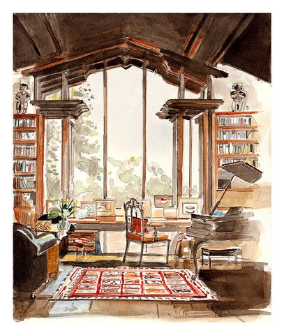 Paul Wiseman // Mita Corsini Bland Tiger Flower, Drawing Room Design, Interior Design Sketches, Interior Sketch, Interior Illustration, Flower Studio, Interior Rendering, Table Of Contents, Art Prints For Sale