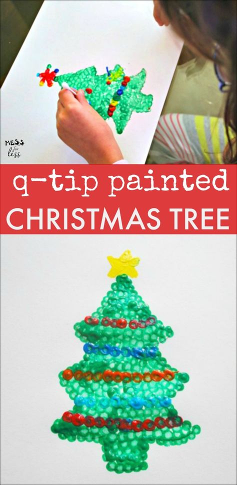 Kids Painting Activities, December Themes, December Projects, Gingerbread Theme, Q Tip Painting, Christmas Crafts For Kids To Make, Christmas Kindergarten, Fun Christmas Crafts, Holiday Crafts For Kids