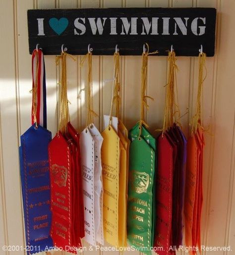 Ribbon Display Ideas, Award Room, Gymnastics Room Decor, Swim Ribbons, Swimming Awards, Sport Snacks, Hanging Medals, Medals Display, Fit Quotes