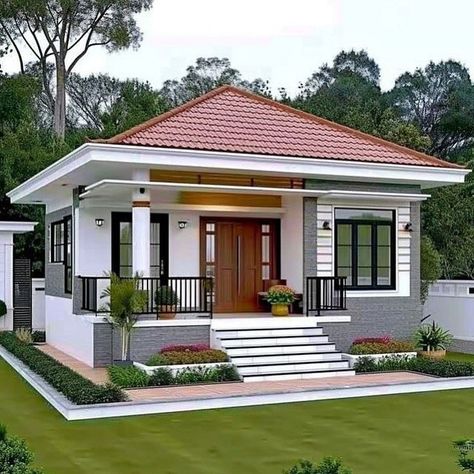 Small Bungalow House Design Modern, Small Modern Home Design, Small Cute House, Small Modern House Design, Small House Designs, House Plan Ideas, Housing Plans, Small Home Design, Cute Small Houses