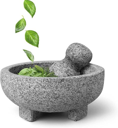 Flexzion Granite Mortar and Pestle Set - Solid Granite Stone Grinder Bowl Holder 7.9 Inch for Guacamole, Herbs, Spices, Garlic, Kitchen, Cooking, Medicine : Amazon.co.uk: Home & Kitchen Garlic Peeler, Salsa Guacamole, Guacamole Salsa, Salsa Bowls, Mexican Salsa, Fresh Guacamole, Natural Granite, Fresh Spices, Crystal Structure