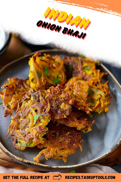 Discover the irresistible flavors of Indian Onion Bhaji, a classic and spicy appetizer perfect for any occasion. This authentic recipe combines thinly sliced onions with a blend of aromatic spices, deep-fried to golden perfection. Perfect as a snack or starter, these crispy delights pair beautifully with your favorite chutney or dip. Whether you're hosting a gathering or craving a tasty treat, learn how to make these savory pakoras at home with step-by-step instructions. Delight your taste buds with a taste of India that will Gluten Free Onion Bhaji, Indian Onion Chutney, Onion Bhaji Recipe, Onion Bhaji Recipes, Onion Pakora, Kachumber Salad, Indian Vegan, Onion Bhaji, Lentil Dal