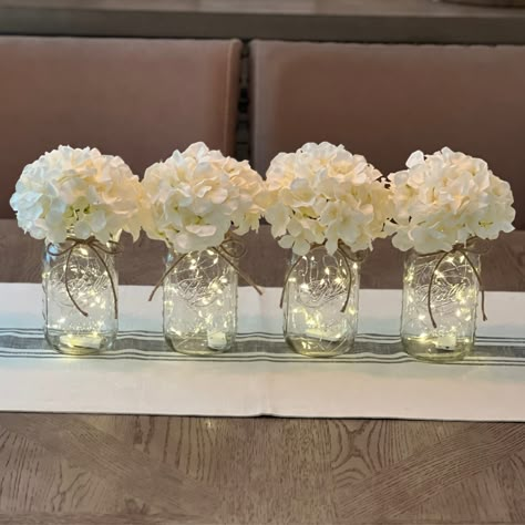 Wedding Centerpieces, Wedding Table Decor, Wedding Decorations, Wedding Centerpieces for Tables, Wedding Decor, Baby Shower - Etsy Country Bling Wedding Decor, Bridal Table Decorations Simple, Flower Arrangements Mason Jars, First Communion Decorations Centerpieces, Lunch Centerpieces, Mason Jar Flower Centerpieces, Mason Jar Centerpieces For Weddings, Simple Flower Centerpieces, Centerpieces Hydrangea