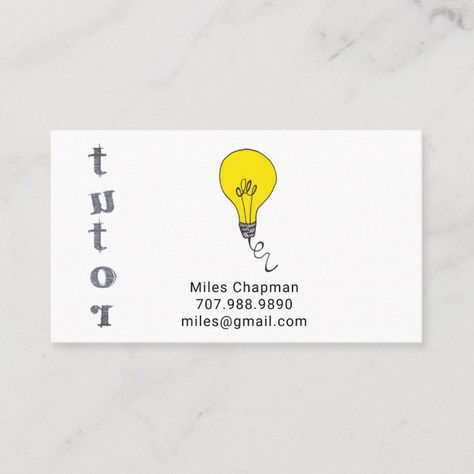 Quirky Typeface, Yellow Light Bulb, Coach Business Card, Light Bulb Idea, Tutor Business, Tutoring Business, English Reading, Online Tutoring, Computer Software