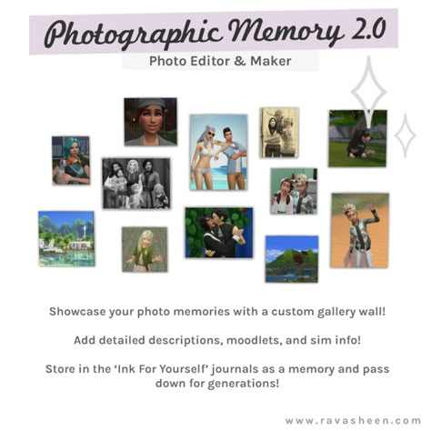 RAVASHEEN - Photographic Memory 2.0 Photogenic Memory, Sims 4 Photography, Photographic Memory, Transfer Images, Sims 4 Family, Play Sims 4, Sims Packs, Play Sims, Sims 4 Cc Folder