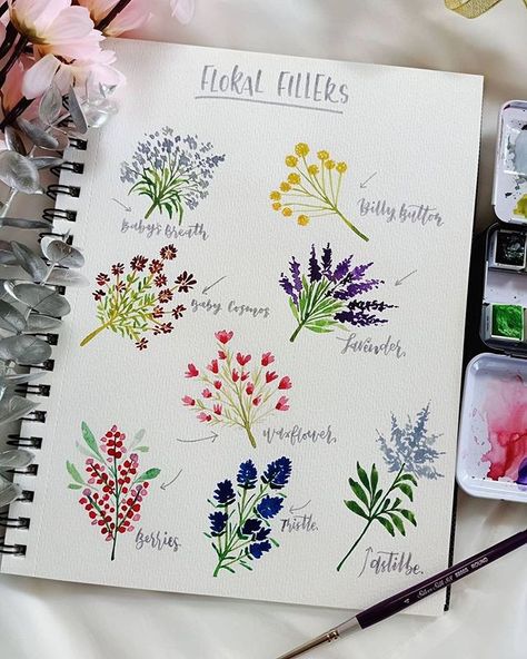 Instagram Filler, Filler Flowers, Floral Composition, Watercolor Paintings For Beginners, Floral Ideas, Illustrators On Instagram, Make Art, Watercolour Painting, Easy Drawings