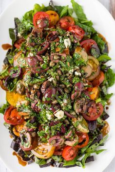 Roman Salad | Minimally Invasive Garlic Olives, Salad Veggies, Giada Recipes, Paleo Salads, Salad Dressing Recipe, Mediterranean Salad, Balsamic Reduction, Summer Salad Recipes, Cooking Channel