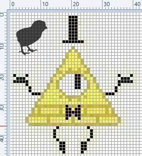 Bill Cipher Pixel Art, Fall Cross Stitch, Desenhos Gravity Falls, Gravity Fall, Pixel Art Templates, Diy Perler Bead Crafts, Pixel Crochet, Pixel Art Grid, Graph Paper Art