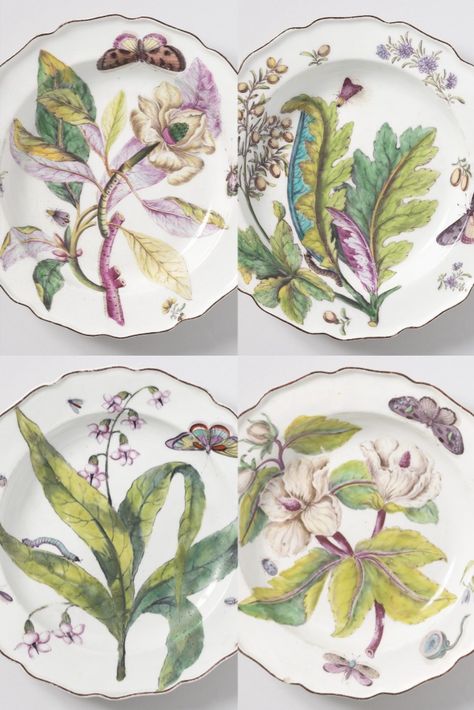 Botanical Plates, Botanical Interior Design, Fine China Patterns, Green Tablescape, Botanical Interior, Mini Plate, Pretty Plates, China Painting, Botanical Painting