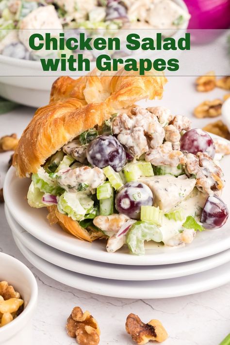 Try this delicious chicken salad with grapes for a refreshing and flavorful meal. Quick and easy to make, it's a perfect option for any occasion. via @cmpollak1 Chicken Salad Walnuts Grapes, Chicken Salad With Walnuts And Grapes, Chicken Salad Recipe With Grapes Easy, Chicken Salad With Grapes And Pecans, Chicken Salad Grapes, Curry Chicken Salad With Grapes, Chicken Salad Recipe With Grapes, Recipe With Grapes, Cajun Pasta Recipes