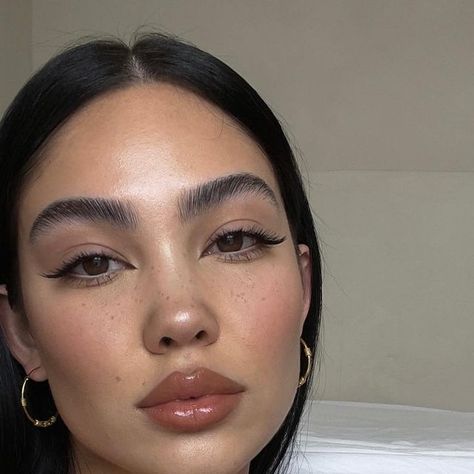 Amanda Khamkaew on Instagram: "wearing @anastasiabeverlyhills lip liner in shade cool brown and topped off with their crystal gloss. also using their brow freeze and brow wiz in shade granite for my brows as usual🖤 #ABHBrows #ABHPartner ad" Amanda Khamkaew, Faux Freckles, Soft Makeup, Makeup Goals, Makeup Base, Tinted Moisturizer, Everyday Makeup, Creative Makeup, Pretty Makeup