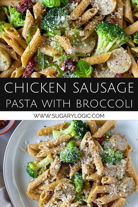 Pasta recipes are ideal meals when you are looking for cheap and easy options. This healthy chicken sausage pasta with broccoli is affordable to make and quick to throw together. This recipe makes six servings which is great when you need to feed a crowd or prep for the week's meals. Chicken Sausage And Broccoli, Chicken Sausage Recipes Healthy, Chicken Sausage Recipes Pasta, Turkey Sausage Pasta, Pasta With Chicken Sausage, Sausage Broccoli Pasta, Healthy Sausage Recipes, Sausage And Broccoli, Chicken Sausage Recipes