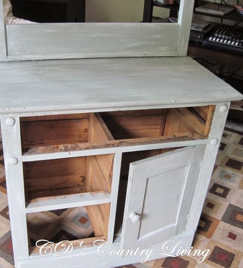 Re-purposing an antique washstand dresser! - Pallet and Pantry Antique Dry Sink Makeover, Painted Antique Washstand, Wash Stand Repurposed, Antique Wash Stand Makeover, Antique Dry Sink, Antique Wash Stand, Dry Sink, Liz Marie Blog, Porch Posts