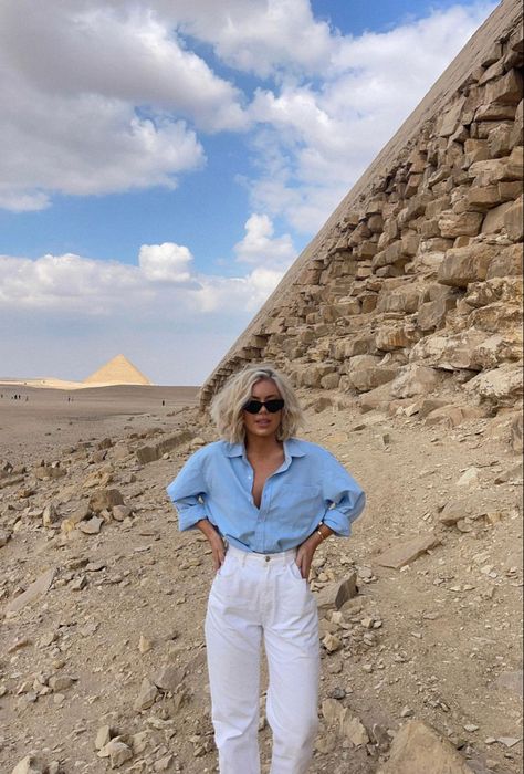 Egypt Outfits Women, Stone Outfit, Egypt Clothes, Morocco Travel Outfit, Egypt Clothing, Egypt Outfits, Desert Outfit, Tourist Outfit, Laura Jade Stone