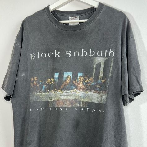 Vintage Black Sabbath “The last Dinner” tee (90s) via @bigbomb.store Last Dinner, Dope Clothes, Shirt Design Inspiration, Clothing Mockup, Last Supper, Dota 2, Black Sabbath, Cool Hats, Dope Outfits