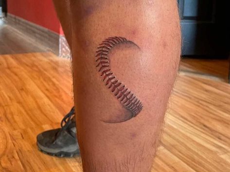 57 Small Tattoo Ideas for Men That Make A Big Statement - Tattoo Glee Tattoos For Baseball Players, Baseball Catcher Tattoo, Baseball Seams Tattoo, Baseball Stitches Tattoo, Tattoo Ideas Baseball, Baseball Theme Tattoo, Sports Tattoos Women, Small Baseball Tattoo, Baseball Tattoos For Men