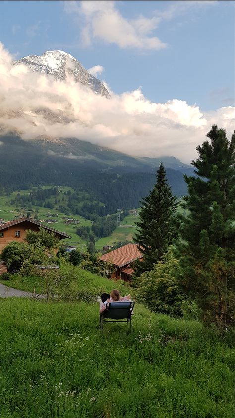 Switzerland Countryside House, Green Europe Aesthetic, Backpacking Around Europe Aesthetic, Green Valley Aesthetic, Europe Nature Aesthetic, Switzerland Nature Aesthetic, House In The Mountains Aesthetic, Green Mountains Aesthetic, Green Mountain Aesthetic