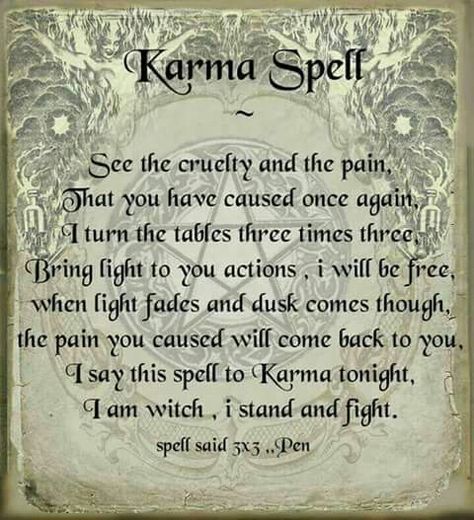 Karma Spell, Spells For Beginners, Wiccan Magic, Magic Spell Book, Under Your Spell, Wiccan Witch, Magick Spells, Wiccan Spell Book, Witchcraft Spell Books