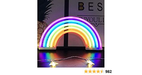 Amazon.com: QiaoFei Rainbow Night Light for Kids Gift LED Rainbow Neon Signs Rainbow Lamp for Wall Decor Bedroom Decorations Home Accessories Party Holiday Decor Battery or USB Operated Table Night Lights : Baby Rainbow Night Light, Rainbow Lamp, Led Rainbow, Eclectic Lighting, Living Room Wedding, Rainbow Wall Decor, Neon Sign Bedroom, Rainbow Decorations, Neon Rainbow