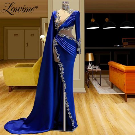 High Neck Prom Dresses, Prom Dresses High Neck, Evening Dress Long Sleeve, Elegant Evening Dresses Long, Royal Blue Evening Dress, Dresses High Neck, Royal Blue Prom, High Neck Prom Dress, Blue Prom Dresses