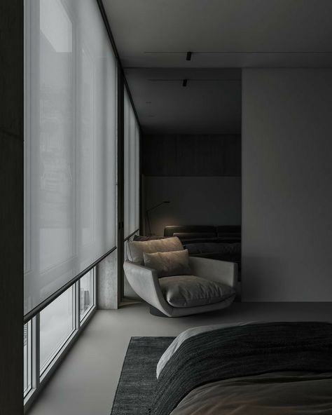 Minimal Interior Decor, Real Bedroom Ideas, Dark Minimal Bedroom, Minimal Interior Design Bedroom, Mens Apartment Bedroom, Minimalist White Bedroom, Minimal Modern Bedroom, Bedroom Minimalist Modern, Behance Interior