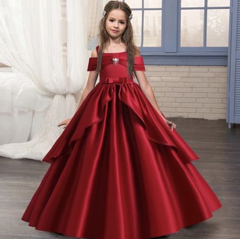 Wedding Dress Kids, Girls Dresses For Wedding, Birthday Party Clothes, Bridesmaid Wedding Dress, Dress For Bridesmaid, Summer Flower Dress, Long Flower Girl Dresses, Dress Birthday Party, Wedding Dresses For Kids