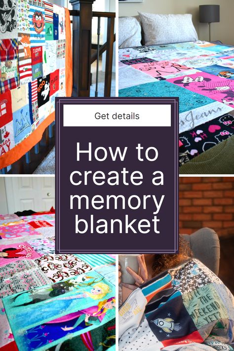 Memory Blankets From Clothes, Memorial Blankets From Clothes, Memory Blanket From Clothes, Memorial Clothing Keepsake, Memory Blanket Ideas, Memory Blankets From Shirts, Diy Throw Blankets, Quilt Layout Ideas, Tshirt Quilt Diy