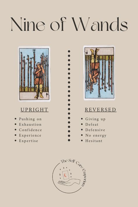 Nine of Wands Tarot Meaning & Guidance — | The Self-Care Emporium Nine Of Wands Reversed, 9 Of Wands Tarot Meaning Reversed, Nine Of Wands Tarot Meaning, Tarot Reversed, Nine Of Wands Tarot, 9 Of Wands, Tarot 101, Tarot Suits, Nine Of Wands